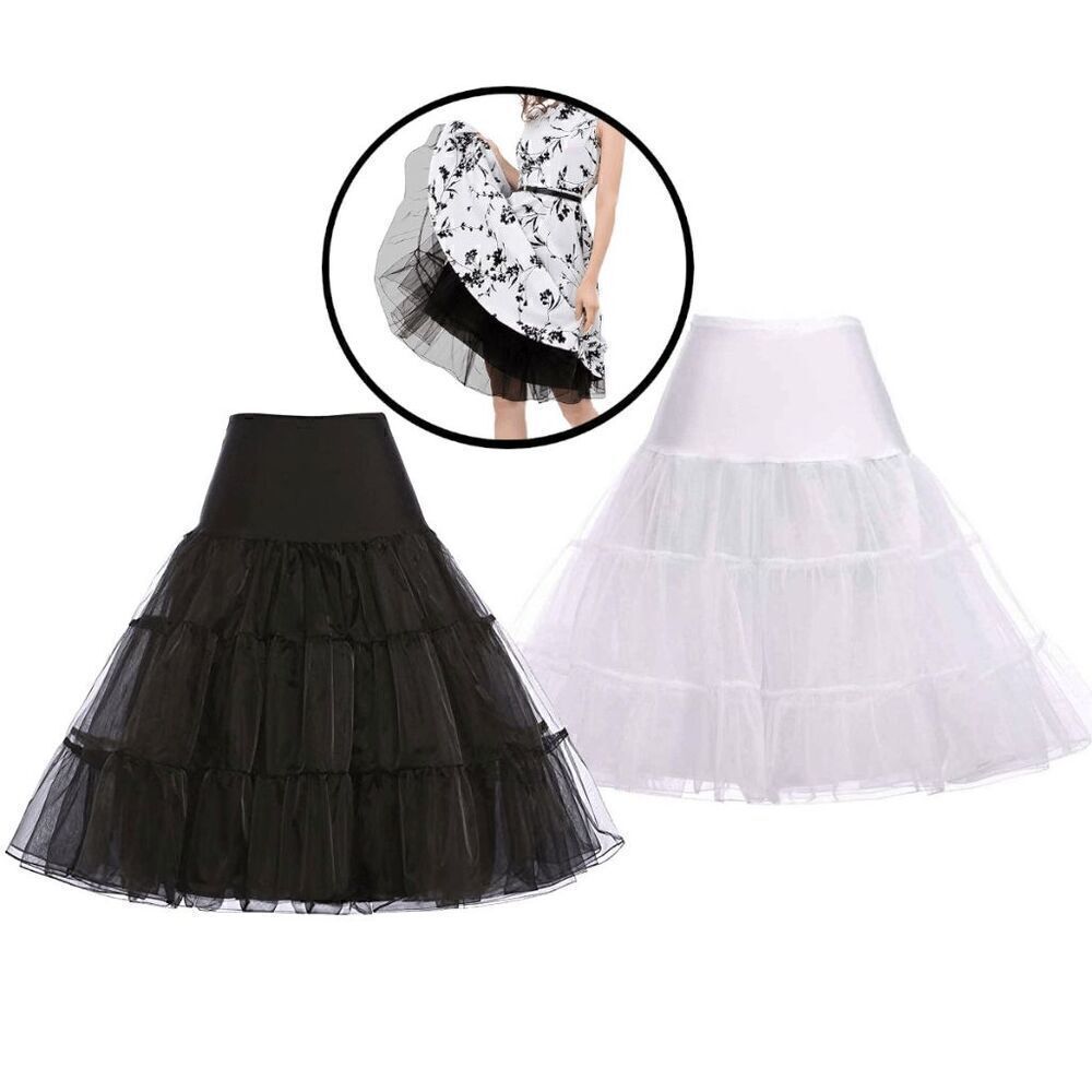 🖤🤍 2PCS Bundle Petticoats Pinup 1950s Rockabilly Tutu Crinoline Underskirt NEW